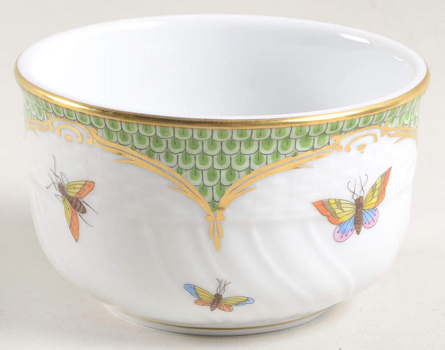 Rothschild Bird Green Border (ROEV) Sugar Bowl No Lid by Herend-1