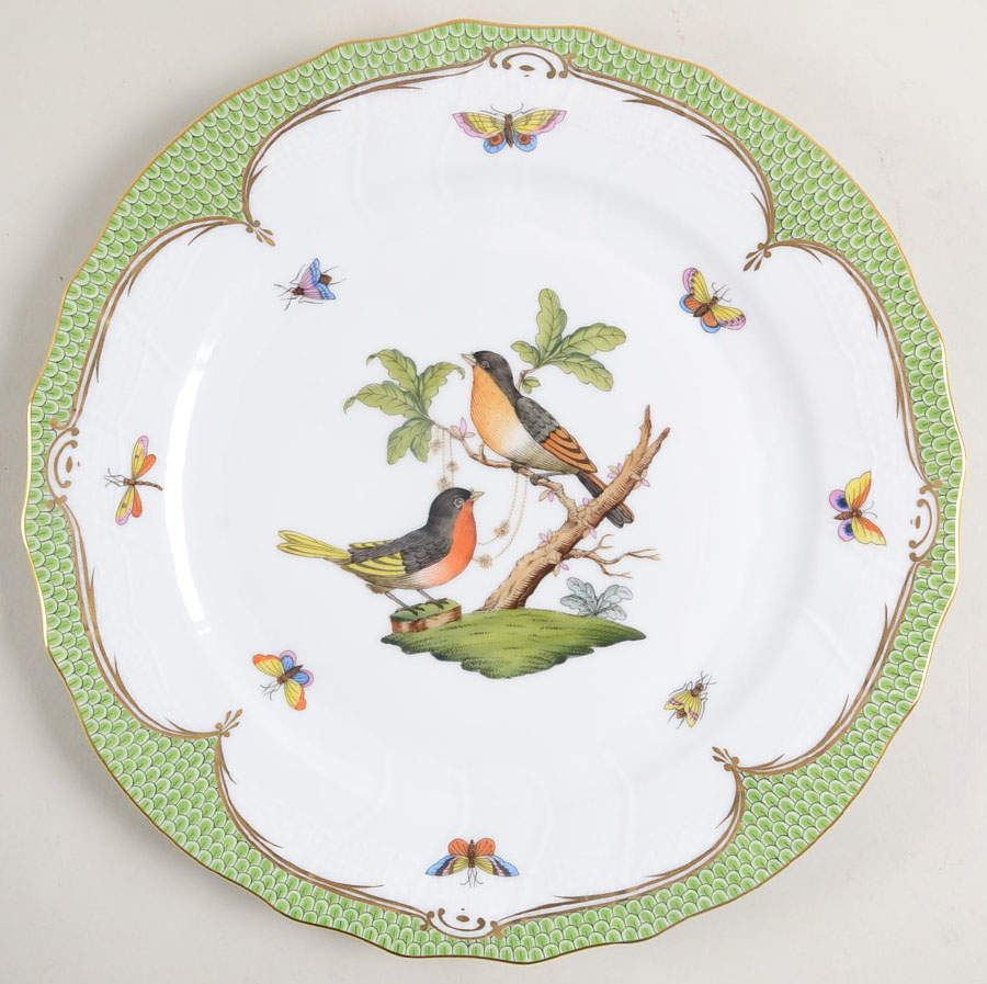 Rothschild Bird Green Border (ROEV) Dinner Plate by Herend-1
