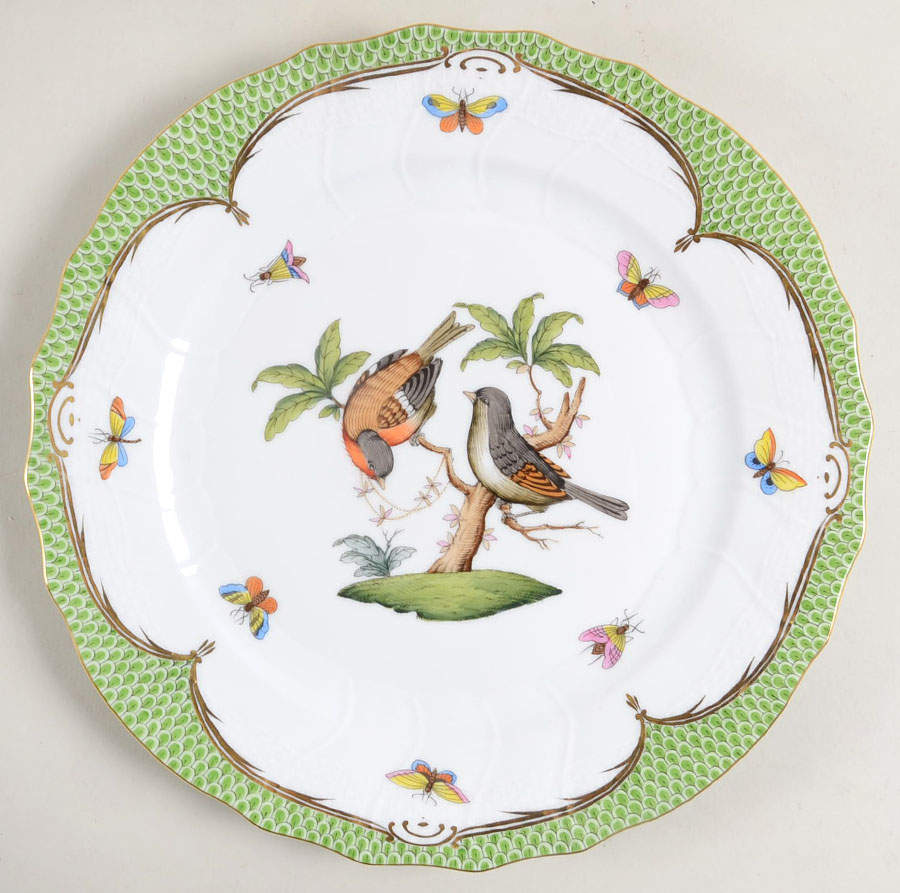 Rothschild Bird Green Border (ROEV) Dinner Plate by Herend-1