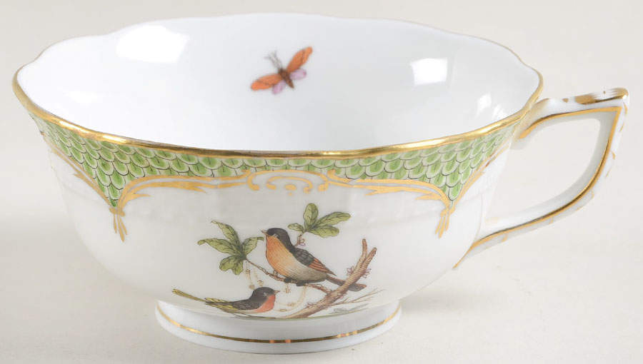 Rothschild Bird Green Border (ROEV) Footed Cup by Herend-1