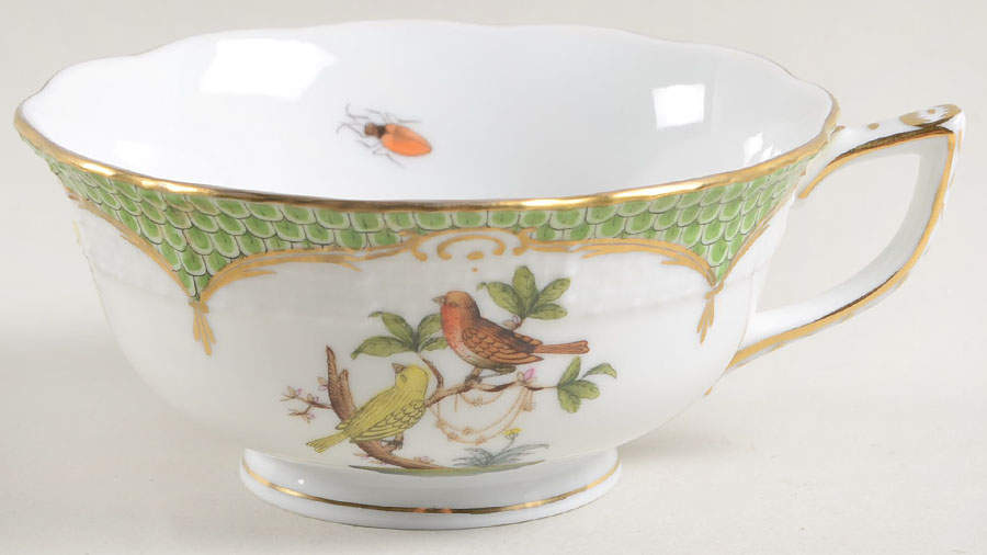Rothschild Bird Green Border (ROEV) Footed Cup by Herend-1
