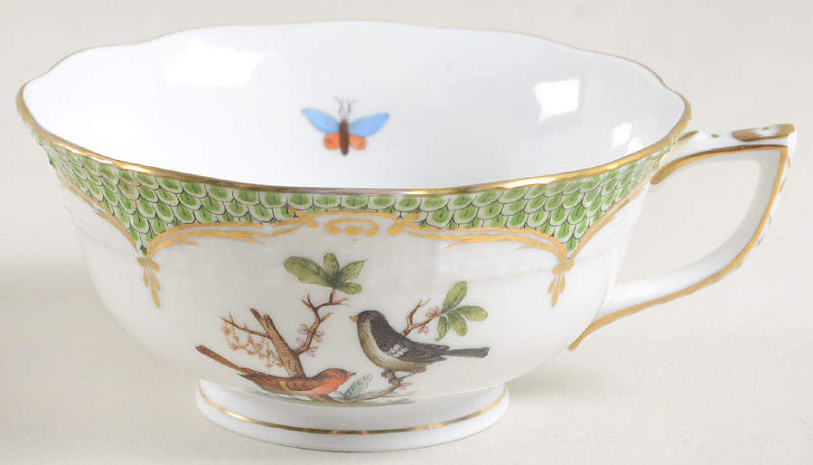 Rothschild Bird Green Border (ROEV) Footed Cup by Herend-1
