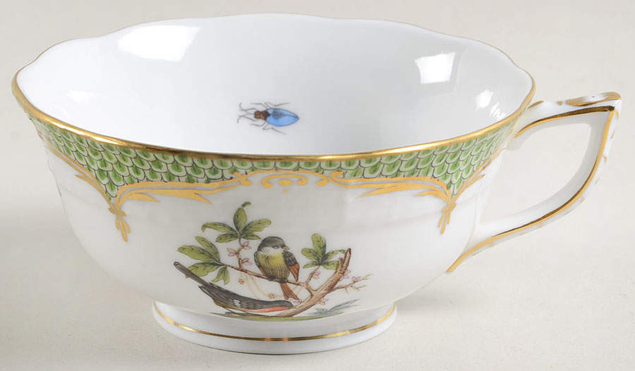 Rothschild Bird Green Border (ROEV) Footed Cup by Herend-1