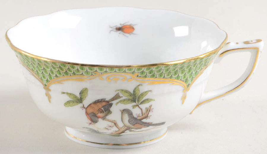 Rothschild Bird Green Border (ROEV) Footed Cup by Herend-1
