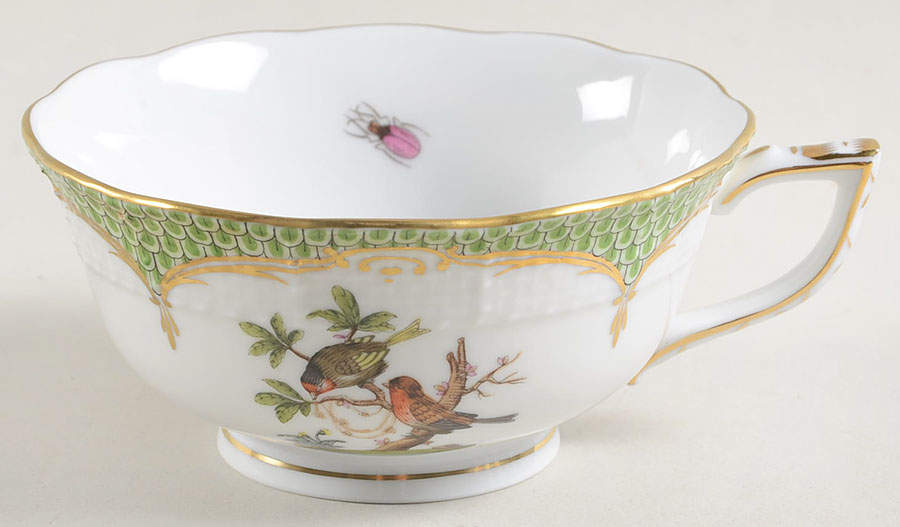 Rothschild Bird Green Border (ROEV) Footed Cup by Herend-1