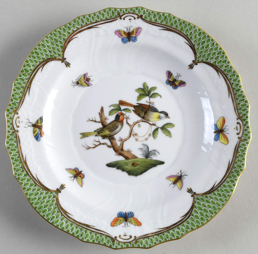 Rothschild Bird Green Border (ROEV) Salad Plate by Herend-1