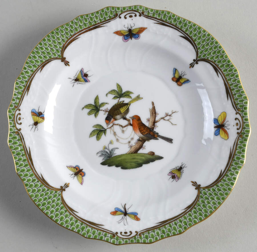Rothschild Bird Green Border (ROEV) Salad Plate by Herend-1