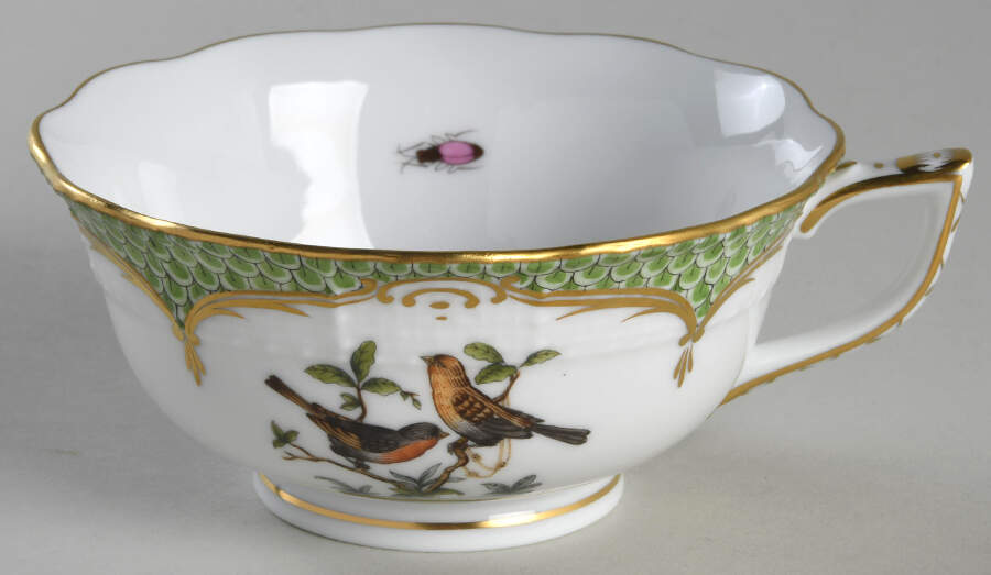 Rothschild Bird Green Border (ROEV) Footed Cup by Herend-1
