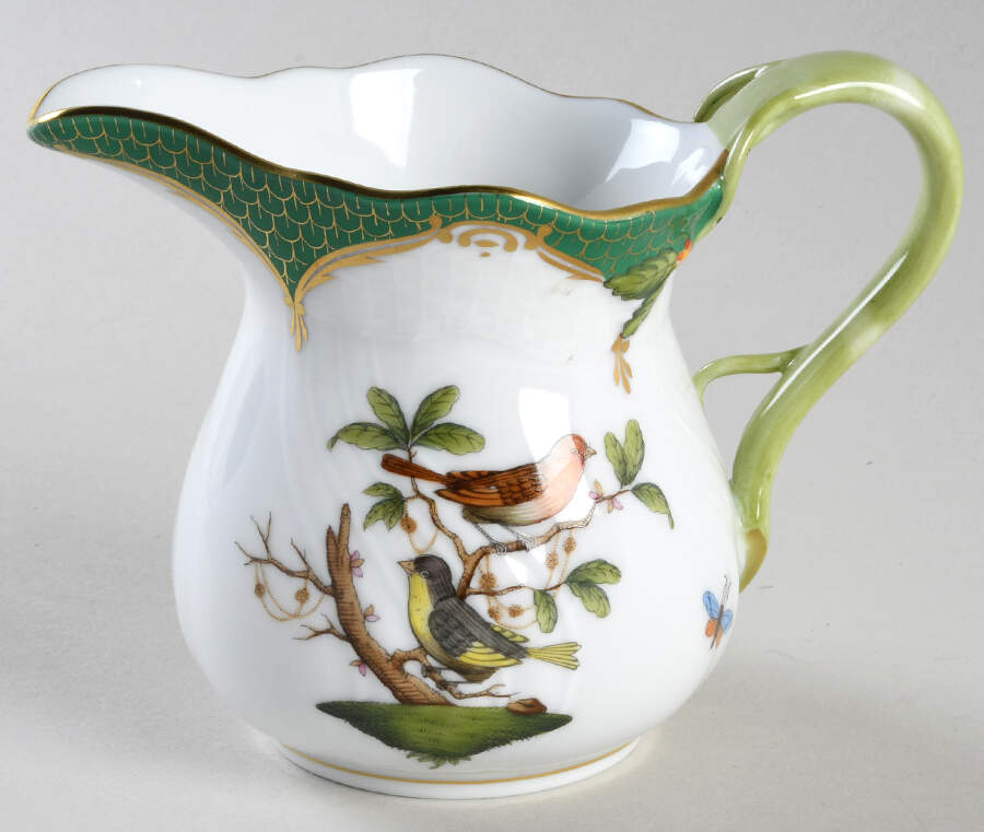 Rothschild Bird Green Border (ROEV) Creamer by Herend-1