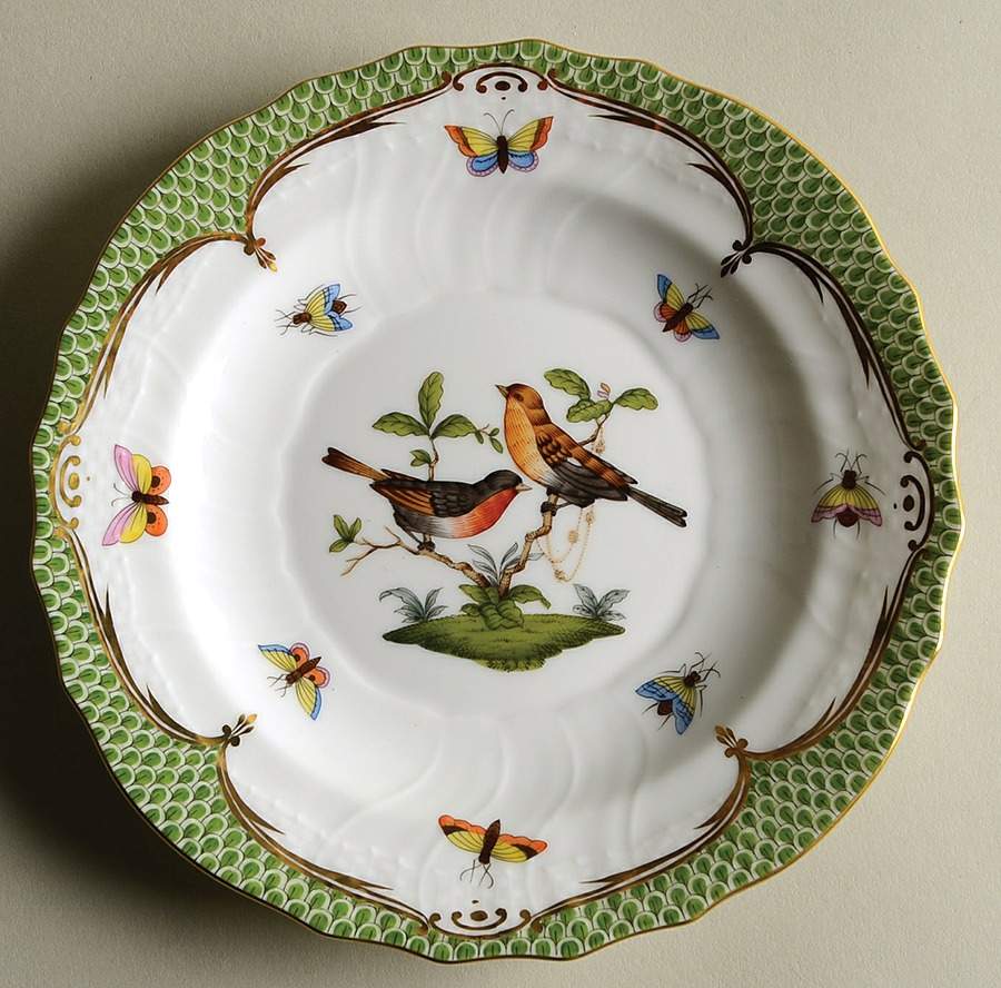 Rothschild Bird Green Border (ROEV) Salad Plate by Herend-1