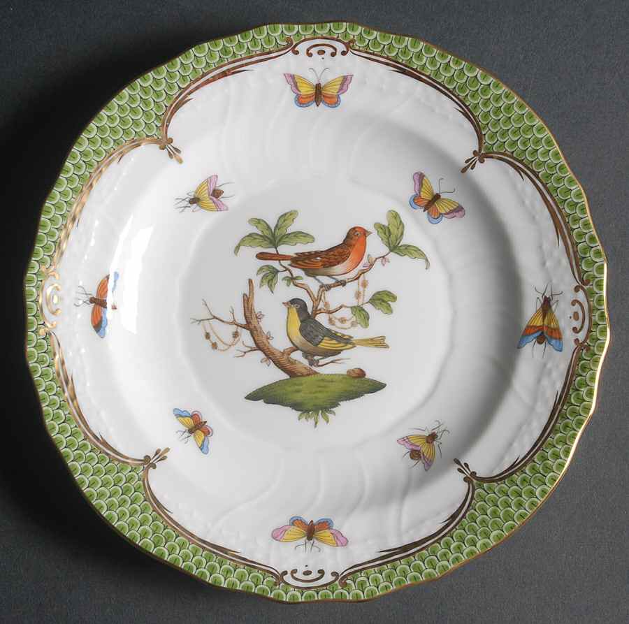 Rothschild Bird Green Border (ROEV) Salad Plate by Herend-1