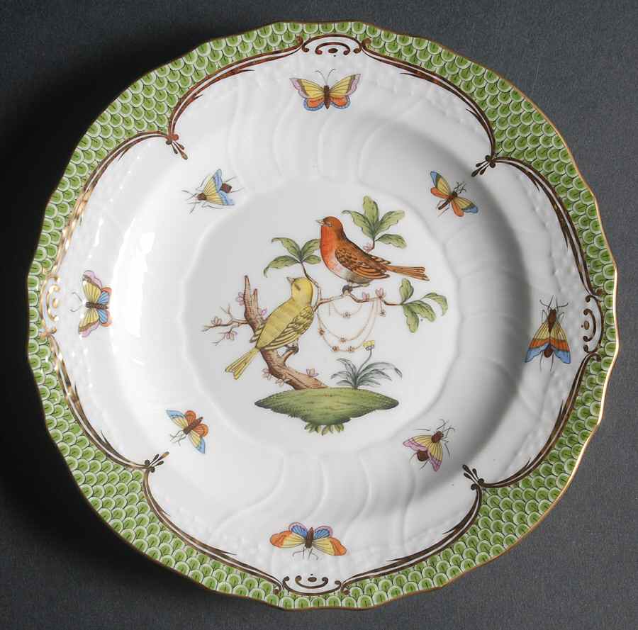 Rothschild Bird Green Border (ROEV) Salad Plate by Herend-1