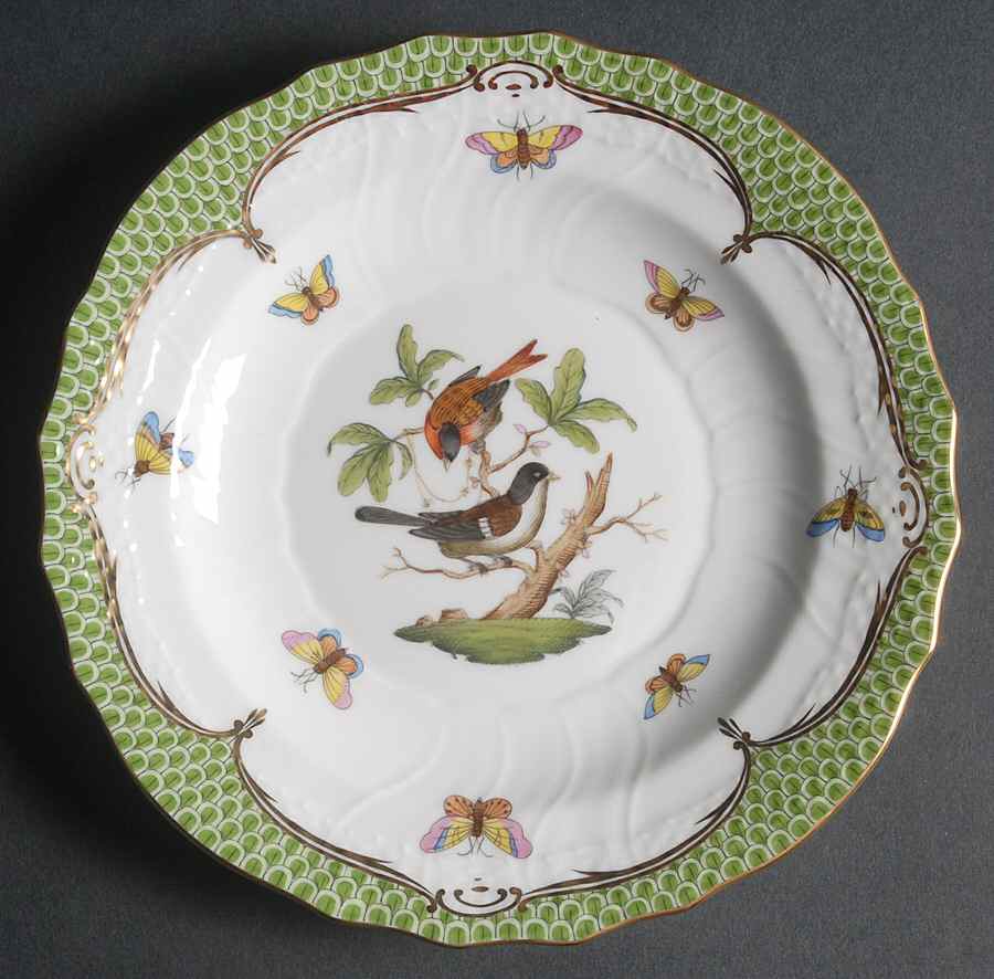 Rothschild Bird Green Border (ROEV) Salad Plate by Herend-1