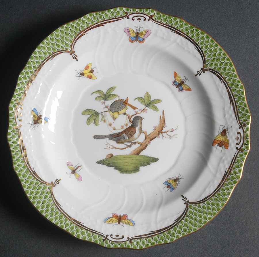 Rothschild Bird Green Border (ROEV) Salad Plate by Herend-1