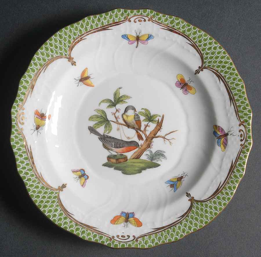 Rothschild Bird Green Border (ROEV) Salad Plate by Herend-1
