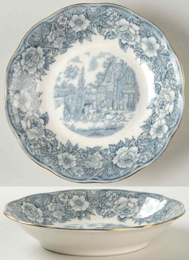 Coaching Scenes Blue Fruit/Dessert (Sauce) Bowl by Haviland-1