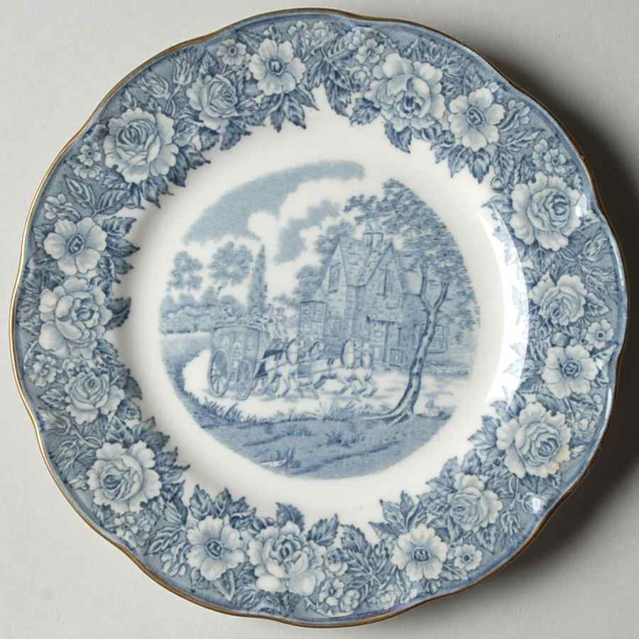 Coaching Scenes Blue Bread & Butter Plate by Haviland-1