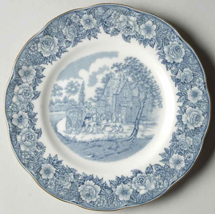 Coaching Scenes Blue Salad Plate by Haviland-1