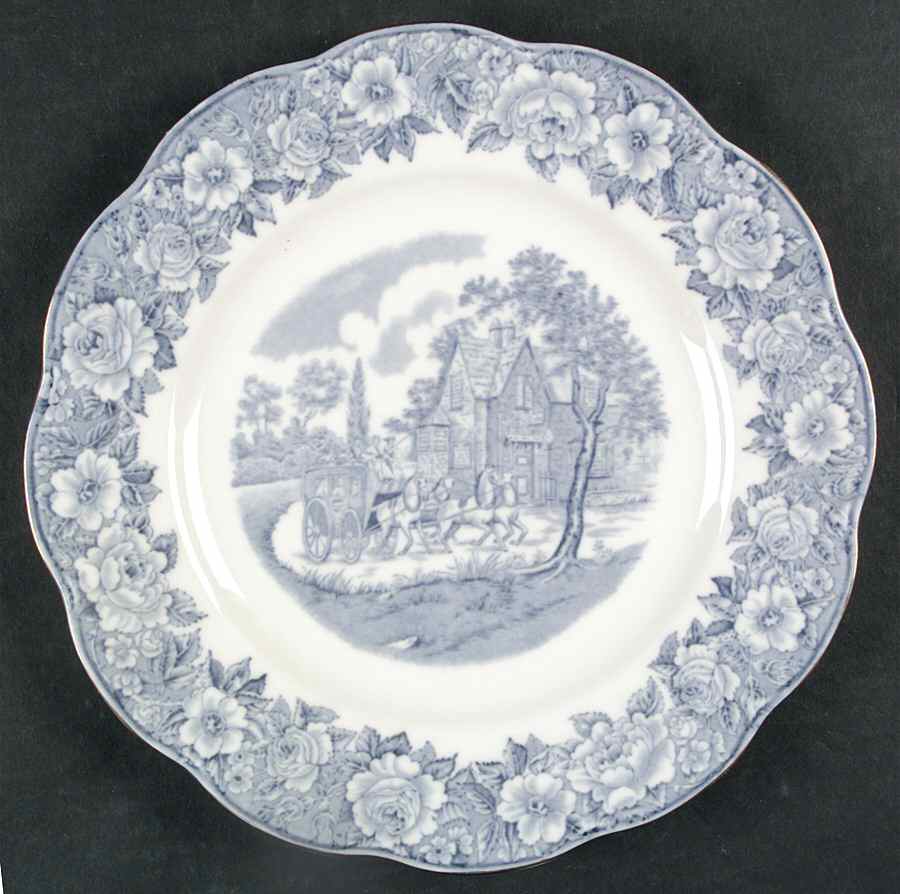 Coaching Scenes Blue Dinner Plate by Haviland-1