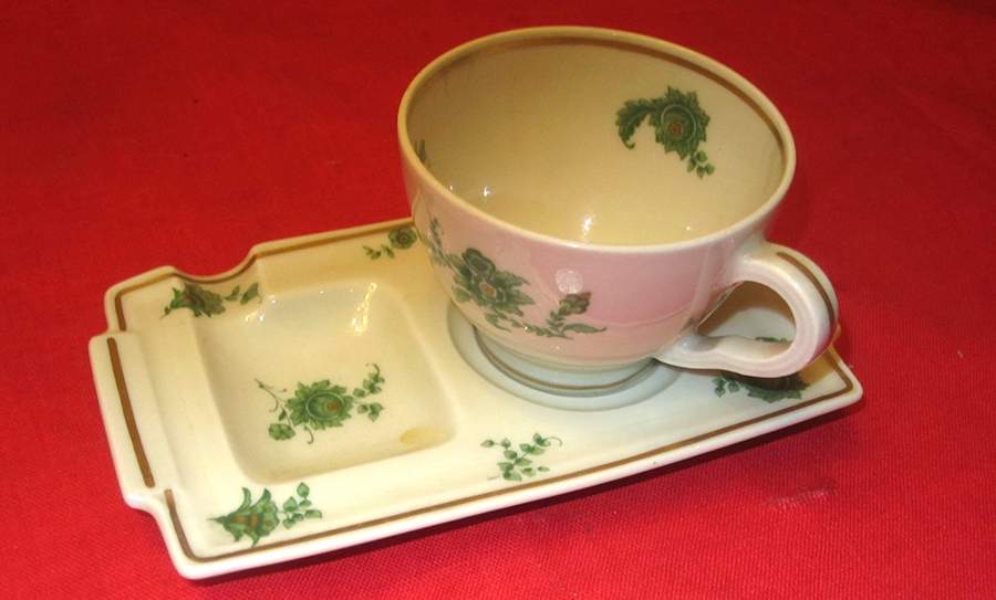 Bonneval (Cream Rim, Isle de France) Demitasse Cup and Ashtray Set by Haviland-1