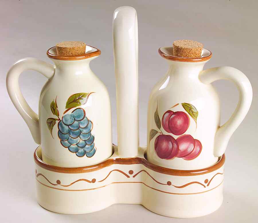 Around the Orchard Vinegar and Oil with Cork Stoppers on Tray by Home-1