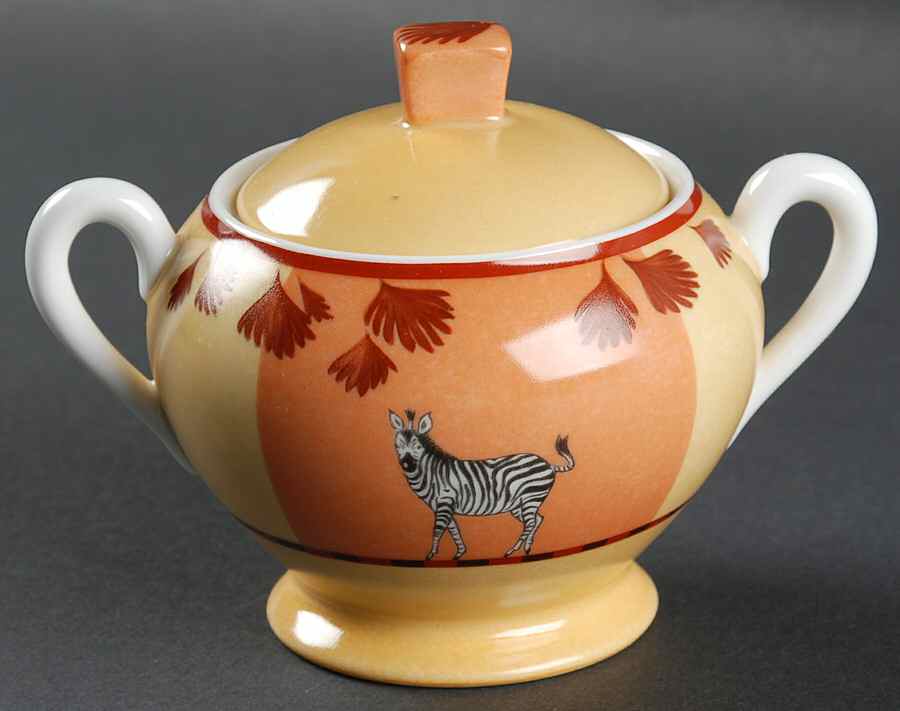 Africa Yellow-Orange Sugar Bowl & Lid by Hermes-1