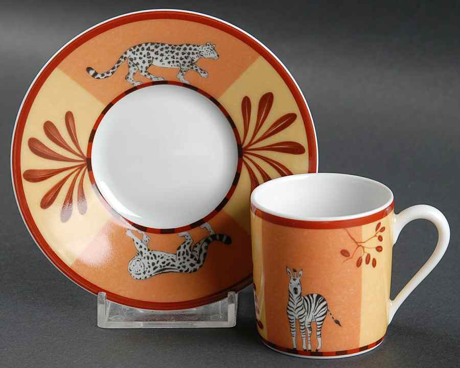 Africa Yellow-Orange Espresso Cup and Saucer Set by Hermes-1