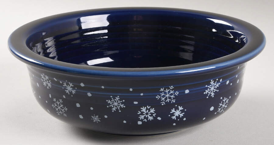 Fiesta Snowflake Blue 8" Round Vegetable Bowl by Homer Laughlin -1