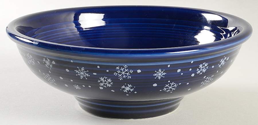 Fiesta Snowflake Blue Pedestal Bowl by Homer Laughlin -1