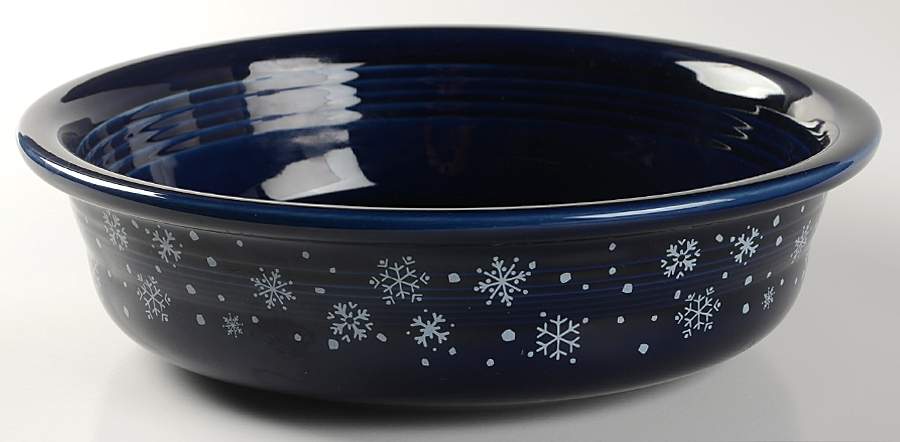 Fiesta Snowflake Blue 10" Large Salad Serving Bowl by Homer Laughlin -1