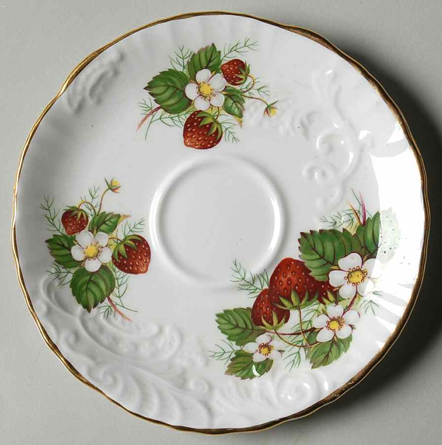 Strawberry Ripe (Scalloped, Embossed) Saucer for Demitasse Cup by Hammersley-1