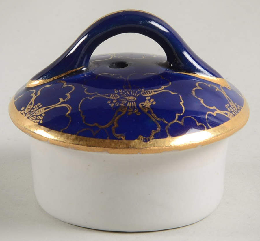 French Flower Colbalt Blue Lid for 12 Ounce French Teapot by Hall-1