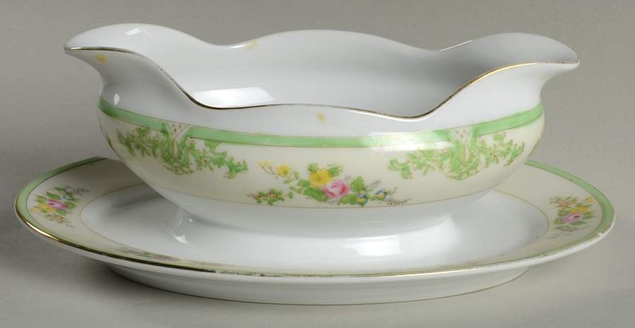 HIR53 Gravy Boat with Attached Underplate by Hira China-1