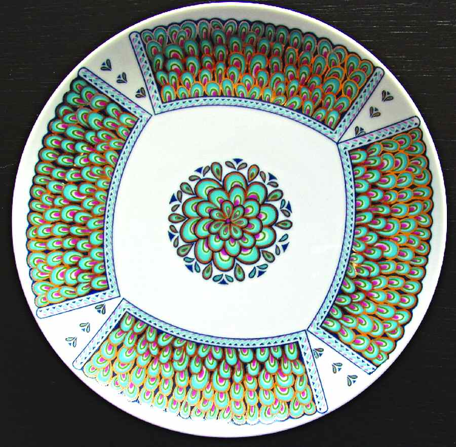 Peacock Luncheon Plate by House of Prill-1