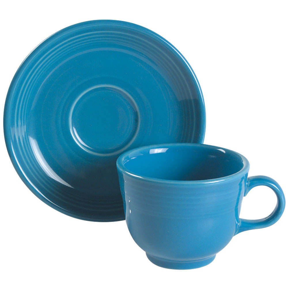 Fiesta Peacock (Intro 2005) Flat Cup & Saucer Set by Homer Laughlin -1