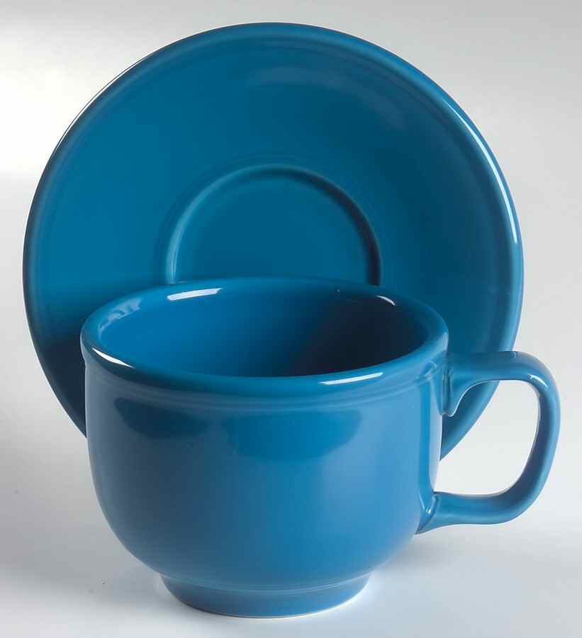 Fiesta Peacock (Intro 2005) Jumbo Cup & Saucer Set by Homer Laughlin -1