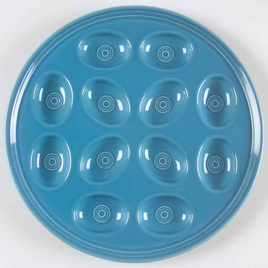 Fiesta Peacock (Intro 2005) Deviled Egg Plate by Homer Laughlin -1