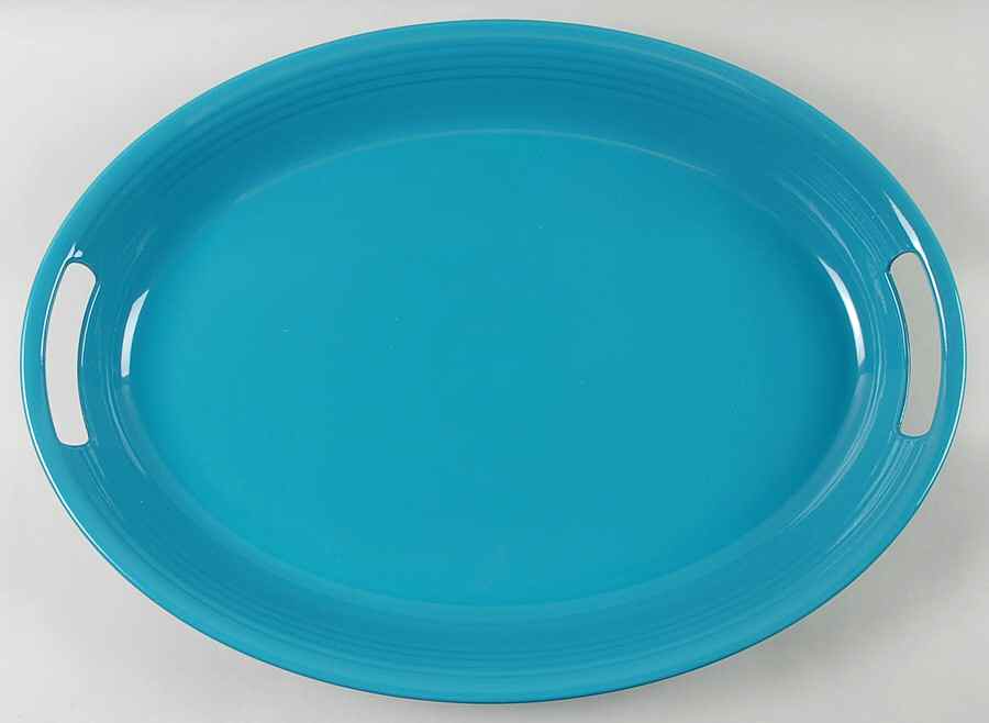 Fiesta Peacock (Intro 2005) 18" Melamine Oval Handled Tray by Homer Laughlin -1