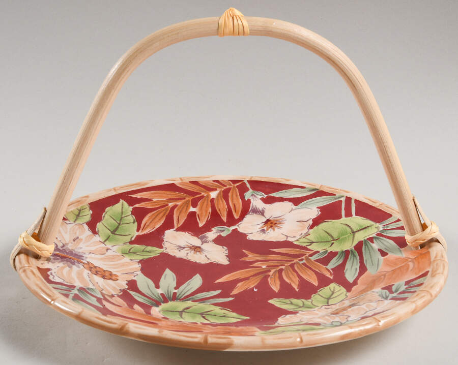 Hibiscus 5 3/8"-5 5/8" Bamboo Handled Serving Plate  HC by Home Trends-1