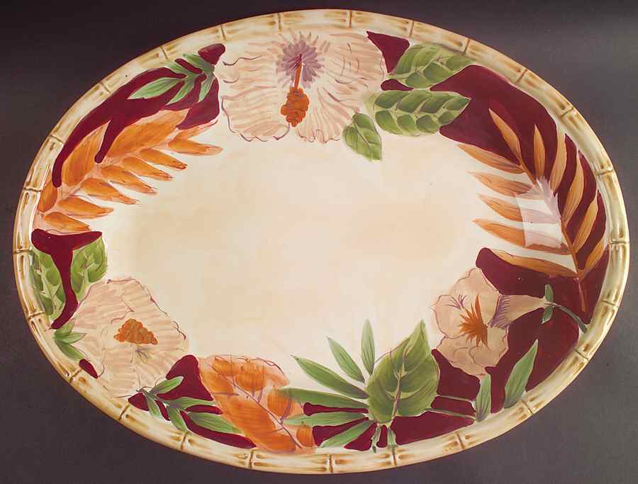 Hibiscus 18" Oval Serving Platter by Home Trends-1
