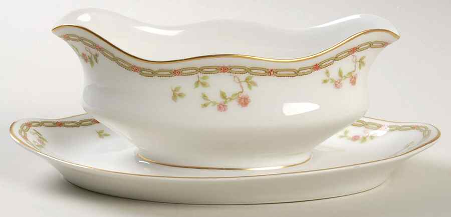 Schleiger 1094 Gravy Boat with Attached Underplate by Haviland-1