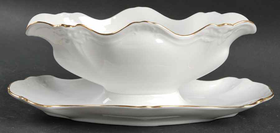 Baroness (Duchess) Gold Gravy Boat with Attached Underplate by Hutschenreuther-1