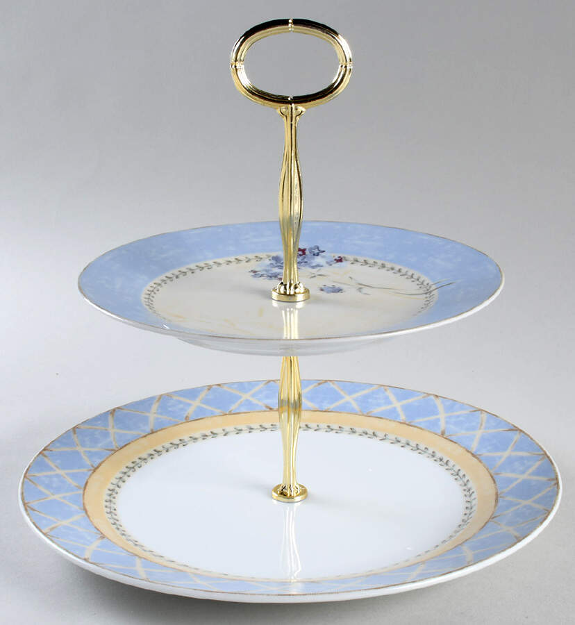 Enchanted Garden 6 5/8"-10"  2 Tiered Serving Tray (Dp, Sp) HC by Heritage Mint-1