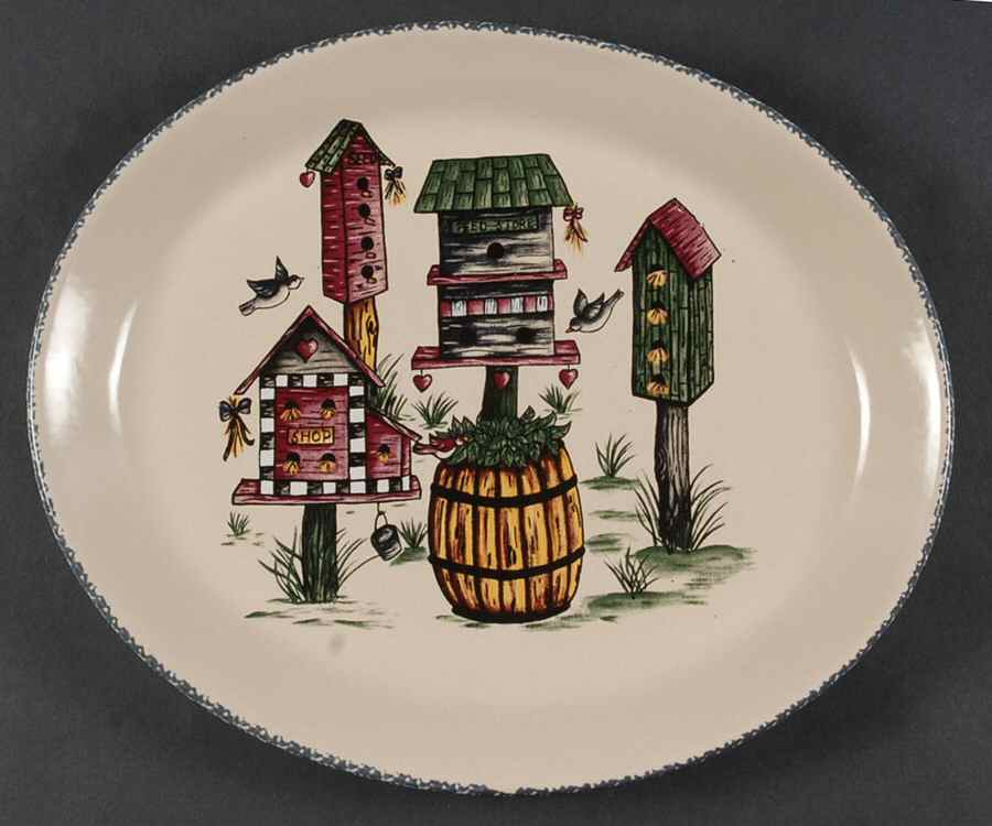 Birdhouse 12" Oval Serving Platter by Home & Garden Party-1