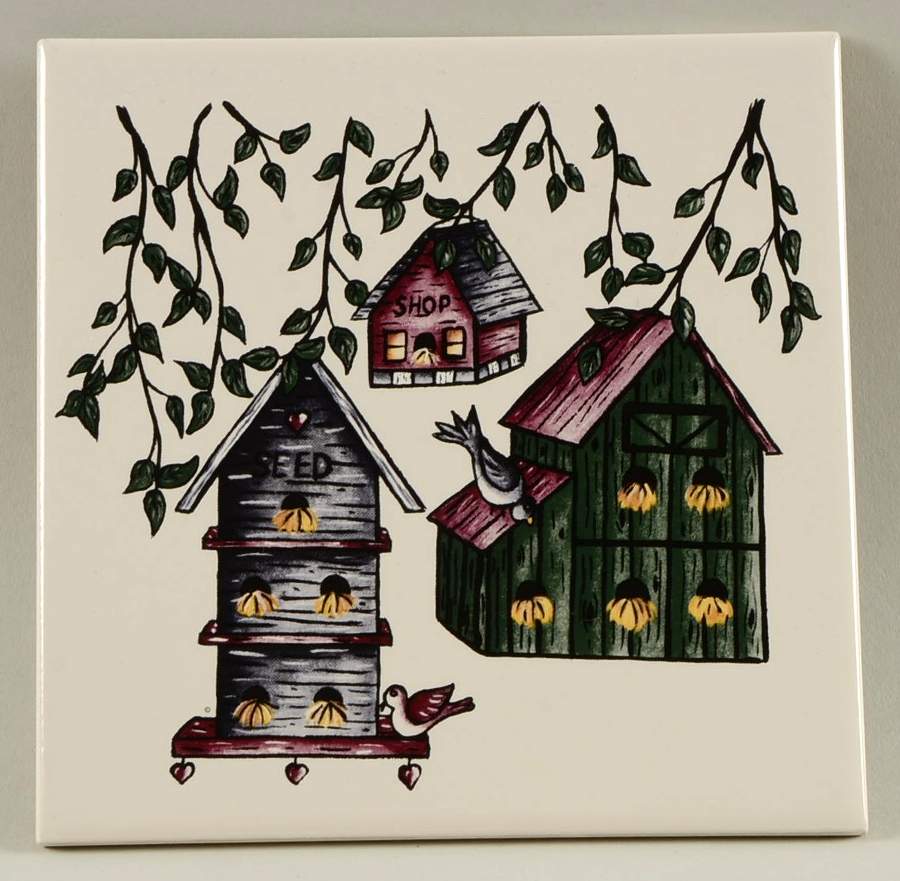 Birdhouse Tea Tile by Home & Garden Party-1