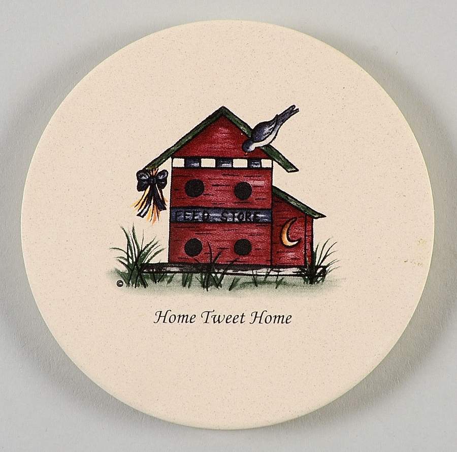 Birdhouse Cork Back Round Coaster by Home & Garden Party-1