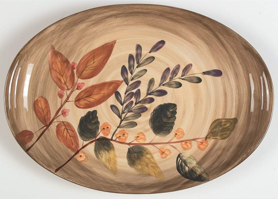 Shadowwood 13" Oval Serving Platter by Home Trends-1