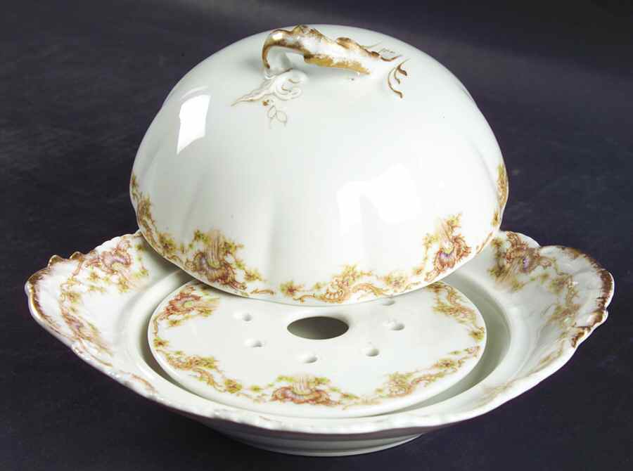 Schleiger 599-8 Round Covered Butter with Strainer by Haviland-1