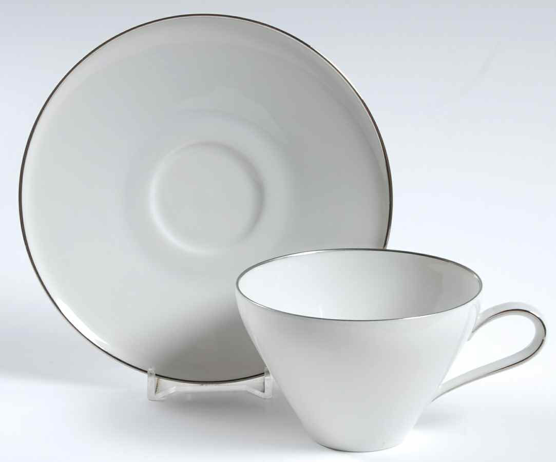 Platinum Band Flat Cup & Saucer Set by Heinrich - H&C-1