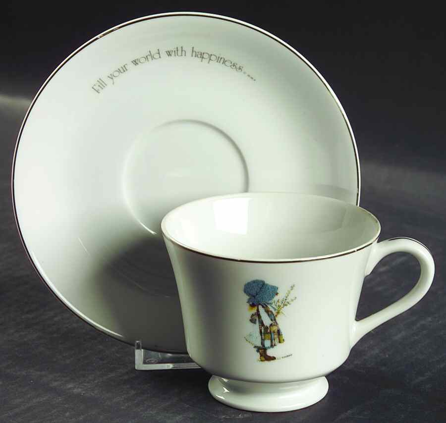 HOH3 (Platinum Trim) Footed Cup & Saucer Set by Holly Hobbie-1